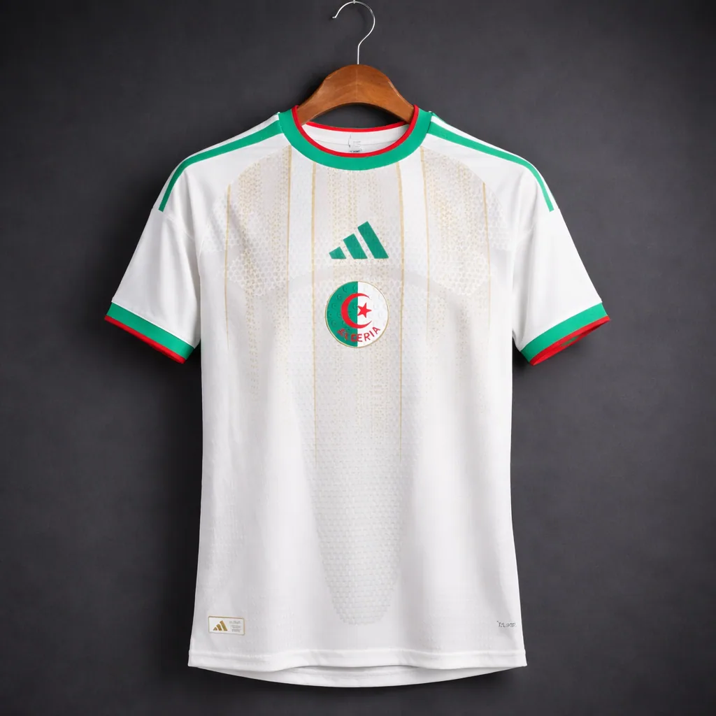 Maillot Algérie Blanc Liserés Vert et Rouge
