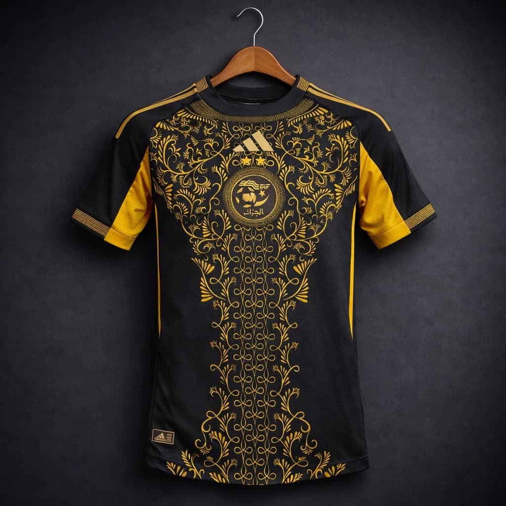 Maillot Algérie Noir et Or Arabesques