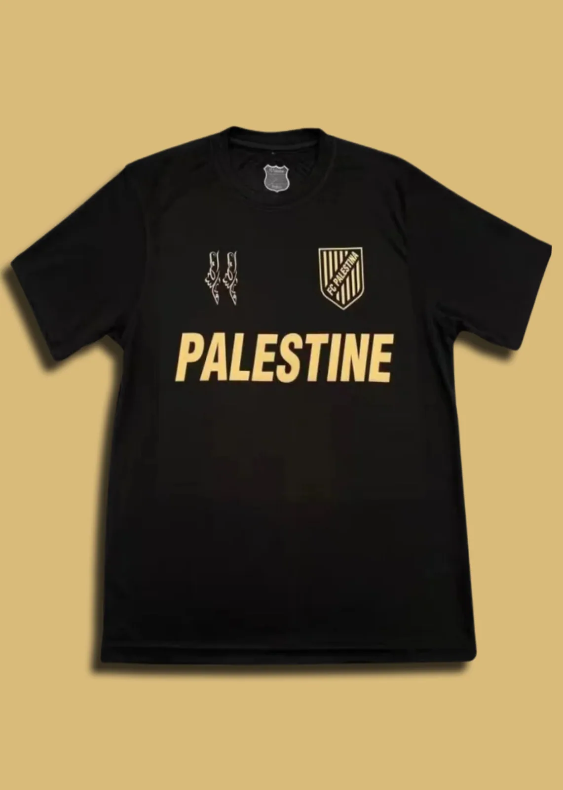 Maillot Palestine Noir Lettres Dorées